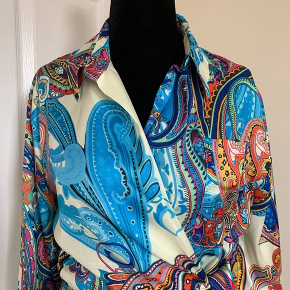 Paisley Print Knot Side Wrap Dress - Picture 6 of 6